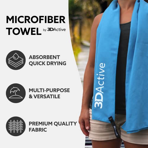 3DActive Microfiber Towel for Gym, Sports & Travel. Ultra Absorbent, Quick Drying, Lightweight, Compact with Carry Bag, Perfect for Workouts, Beach & Outdoors - Extra-Large 30" x 59" - Blue - color: Blue, size: Extra-Large (30x59 inches)