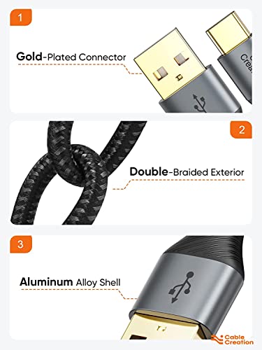 CableCreation 2-Pack Short USB A to C Cable 0.8FT, USB C Cable for Carplay - size: 0.8FT 2-Pack, style: A to C