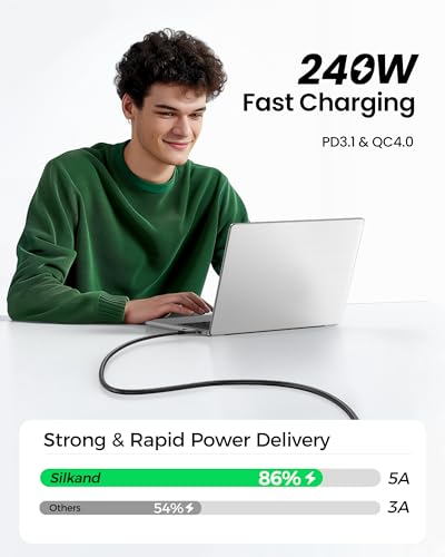 Silkland 40Gbps USB 4 for Thunderbolt 4 Cable 3.3FT, 240W PD3.1, 8K/Dual 4K | USB-IF Certified, Braided USB C Data Cable Compatible for SSD, MacBook, iPhone 17/16, iPad, Dock - size: 3.3FT
