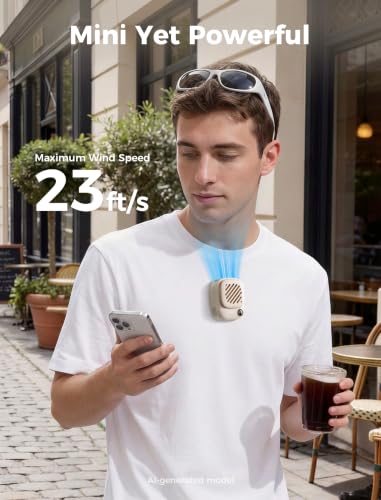 Aecooly Magnetic Neck Fan, Snap On & Go, Mini Portable Hands Free Wearable - color: Beige, size: Magnetic