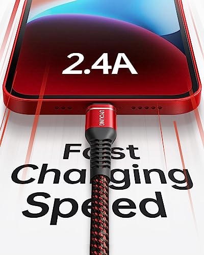 iPhone Charging Cord [Apple MFi Certified] USB Lightning Cable 3FT, 3Pack | Durable Nylon Braided Heavy Duty Fast iPhone Charger for iPhone 14 13 12 11 SE X XS XR 8 7 6 6s 5, iPad Pro, Air, mini - Red - color: Red, size: 3FT, style: USB A to Lightning