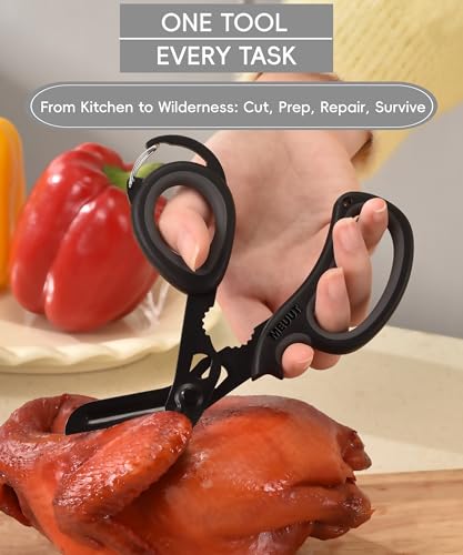 MEUUT All Purpose Scissors 2 PCS with Carabiner for Kitchen Outdoor - color: Black+navy