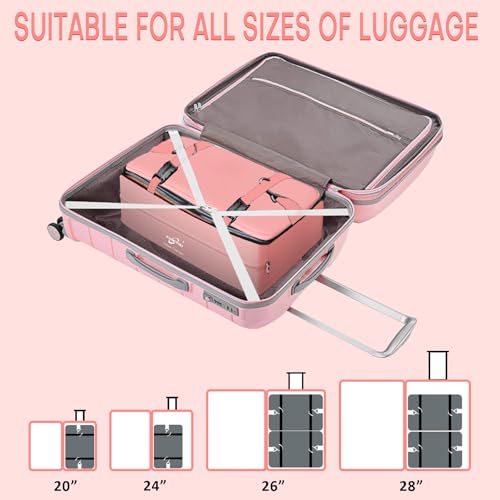 Compressible Packing Cubes Portable Hanging Closet Shelves 17"x12"x24" Extendable Travel Organizer Nylon Packing Bags for Suitcase - color: Pink