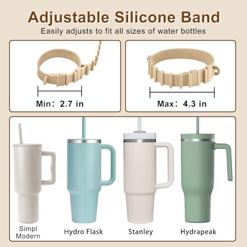Water Bottle Holder with Strap for Stanley Cup Accessories,Adjustable Shoulder Strap Compatible with Stanley Tumbler,Owala,Hydroflask, YETI and More - color: Khaki