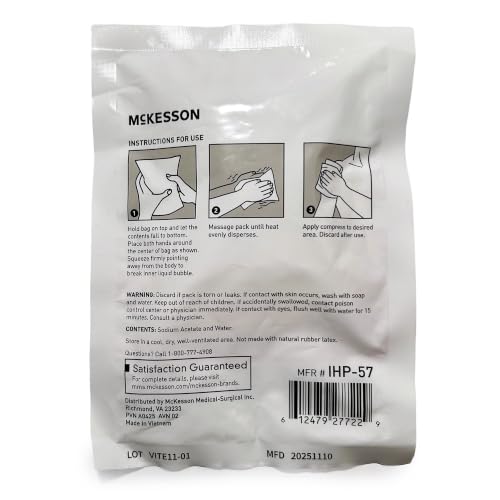McKesson Instant Hot Packs, Instant Hot Compress, 5 x 7 in | Instant Hot Pack,Sodium Acetate / Water,Disposable,5 X 7 Inch - color: Red, size: 5x7