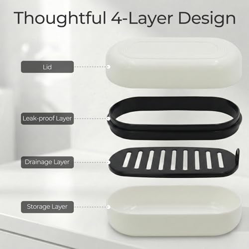 AIMAIAIMAI Shampoo Bar Holder Travel Case for Two Bars, Large Soap Container for Bathroom or Travel (1 Pack, White Style A-Large) - color: White Style A-large