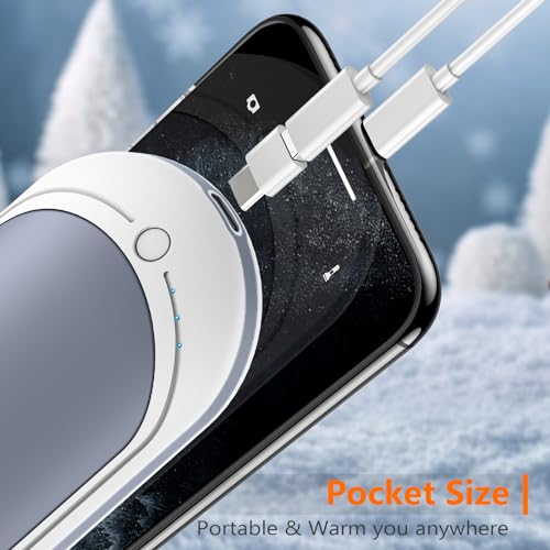 BESKAR Rechargeable Hand Warmer, 5200mAh Electric Hand Heater | Double Sided Heating, USB Quick Charge, Portable Pocket Hand Warmer for Outdoor, Golf, Raynauds - color: Gray