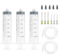 3 Pack 60ml Glue Dispenser Accessories with 3.2ft Plastic Tubing, 14ga,16ga Dispensing Accessories and Caps for Measuring and Refilling - size: 3 Pack (60ml)