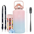 64oz Half Gallon Fruit Infuser Insulated Stainless Steel Water Bottle Jug, 48H Cold & 24H Hot, Large Capacity for Travel Hiking Mountain Climbing Pink-Blue Gradient - color: Pink-Blue Gradient