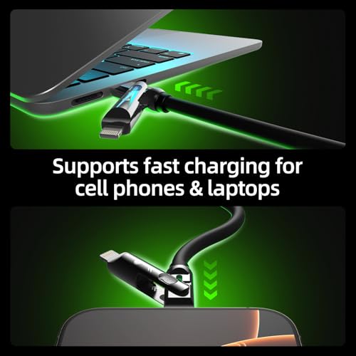 MFish USB C to USB C Cable, 240W 4 in 1 Charging Cable, Black, 6.6FT | Carrying Case, USB-A & USB-C to USB-C/Lightning, For iPhone 17/16/15/14, MacBook, iPad, Laptop, Samsung S25/S24 - color: Black, size: 6.6FT(Upgraded)