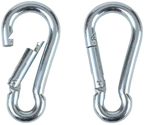 Black & Silver Zinc-Galvanized Heavy Duty Bushcraft Carabiner Spring Snap Clip Link Hooks 200-500lb Load 2, 6 & 12 Packs - color: 7cm (2.8in) Silver 6 Pack