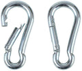 Black & Silver Zinc-Galvanized Heavy Duty Bushcraft Carabiner Spring Snap Clip Link Hooks 200-500lb Load 2, 6 & 12 Packs - color: 8cm (3.15in) Silver 2 Pack