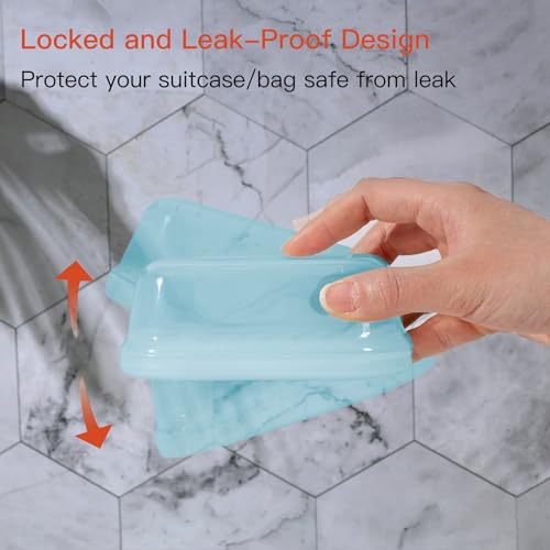 Quatish Leakproof Soap Dish with Lid & Draining Layer, Shatterproof Travel Bar Soap Holder Case Container, Portable Travel Size Toiletries Essentials for Camping, Gym, Bathroom, Clear Blue - color: Clearblue, size: Medium