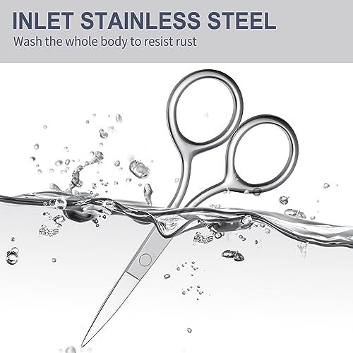 Eyebrow Scissors, Small Scissors for Hair, Eyebrows, Nose Hair, Beard, Eyelashes, Cuticle. Stainless Steel Fine Straight Tip Nose Hair Scissors -ASONTAO (3Pcs Eyebrow Scissors) - size: 3Pcs Eyebrow Scissors