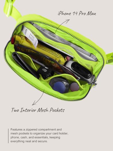 ODODOS Unisex Mini Belt Bag with Adjustable Strap Small Fanny Pack for Workout Running Traveling Hiking, Neon - color: Neon