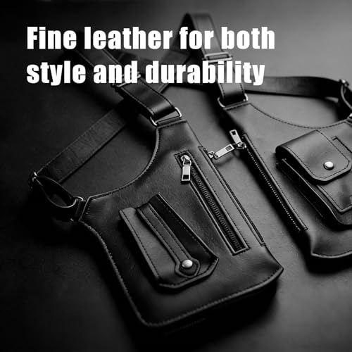 Double Shoulder Armpit Bag for Men | Anti-Theft PU Underarm Holster Bag, Portable Phone Holster for Travel Daily Commute - color: Olive Drab