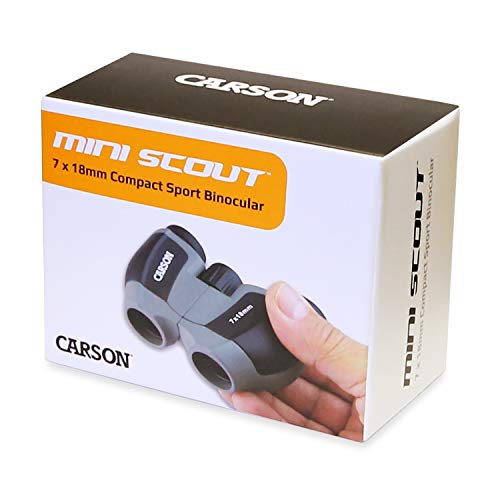 Carson MiniScout 7x18mm Ultra Compact Porro Prism Binoculars (JD-718), 1.5 H x 3.5 L x 2.75 W - style: 7x18mm