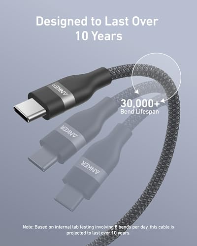 Anker Nano USB C to USB C Cable, 240W Fast Charging Cable (6 ft, Black) | Flexible Multi-Color Braided Charger for iPhone 17 Series, MacBook Pro, and More - color: Black, size: 6ft