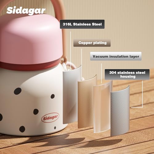24 oz Insulated Food Jar with Handle, Aesthetic Stainless Steel Vacuum Lunch Container for School Office, Keep Hot/Cold Soup, Oatmeal, Smoothie Bowl, Peach Mocha Dot - color: Peach Mocha Dot