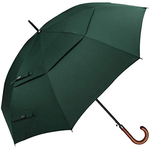 G4Free 52/62inch Golf Umbrella Windproof Large Stick Umbrella Wooden Handle - color: Dark Green, size: 52 inch