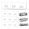 4 Pack Shower Shelf Adhesive Replacement, No Drilling Transparent Adhesive Hooks Stickers, Strong Wall Hook Strip for Shower Caddy Basket and Bathroom Shelf, Kitchen Racks (3 Hooks) - color: Transparent-4Pack 3 Hooks
