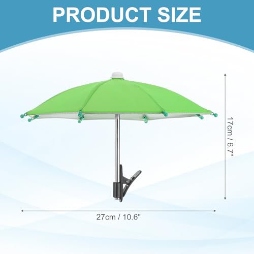 Phone Umbrella - Adjustable Cell Phone Umbrella Sun Shade with Stable Clip Universal Mini Cellphone Shade Cover for Beach/Pool/Outdoor, Green - color: Green