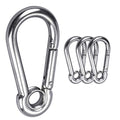 4pcs 5/16'' Stainless Steel Snap Hook M8 Carabiner Clip with Eyelet, 400lb Load, 3 Inch Length - size: 5/16''