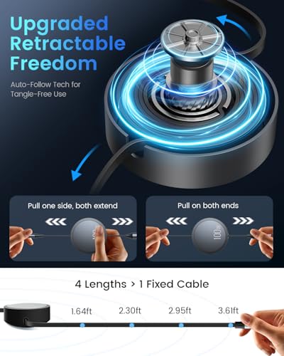 CAFELE 4-in-1 100W Retractable USB C Charging Cable with USB C/A to L/Type C 5A Fast Charging, Multi Charger Cord for Multiple Devices, Phone 17/16/15/14, Galaxy S24/S23, MBook, Pad (3.6ft) - color: Grey-1