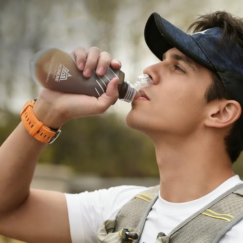 TRIWONDER Water Bottles TPU Soft Flasks Collapsible Running Flasks for Hydration Pack Backpack Hiking Cycling (170ml/5.75oz) - color: Grey 170ml/5.75oz (For gel only)