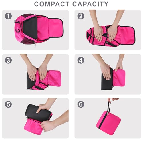 Lightweight Hiking Backpack 18L Packable Foldable Small Daypack Collapsible Travel Bag Water-Resistant for Women (Magenta) - color: Magenta, size: Small