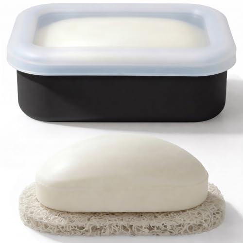 AIMAIAIMAI Enhanced Leak Proof Travel Soap Case, Compact Silicone Travel Soap Dish with Drainage Pad, Great for Gym, Camping, Bussines Trip (Black) - color: Black