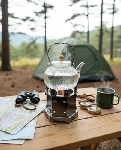 Portable Hexagonal Camping Stove - Slim Foldable Stainless Steel Card Stove, Compatible with Alcohol Burner & Wood, Lightweight Outdoor Cooking Stove, Space-Saving Flat-Pack Gear for Backpacking & BBQ
