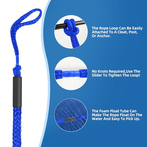 Boat Bungee Dock Lines, 2 Feet PWC & Jet Ski Dock Line, Heavy-Duty Mooring Ropes for Docking, Pack of 2