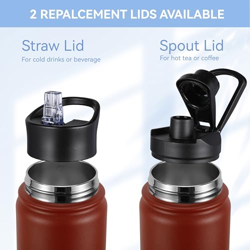HASLE OUTFITTERS Insulated Water Bottle 22 oz Double Wall Stainless Steel Water Bottle Wide Mouth with Straw Lid & Spout Lid Keeps Cold or Hot(Ruby Purple Gradient,1) - color: Ruby Purple Gradient, size: 22 Ounces