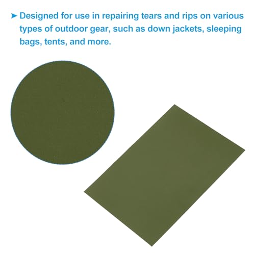 PATIKIL Down Jacket Repair Patch 6" x 8", 10 Pack Self Adhesive Nylon Fabric Patch for Tent Clothes Outdoor Camping Gear, Army Green - color: Army Green