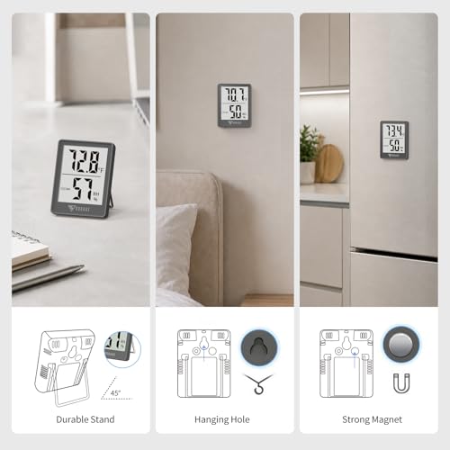 DOQAUS Digital Hygrometer Indoor Thermometer Humidity Meter, Grey - color: Grey