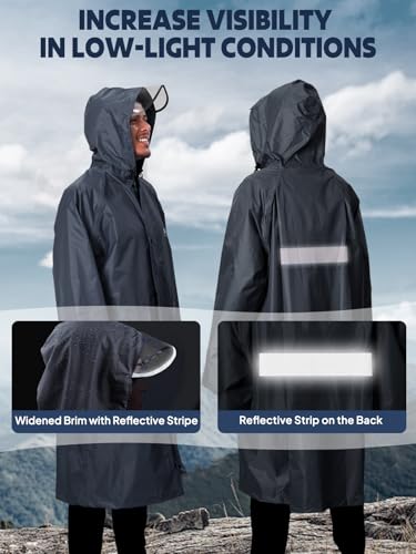 ANYOO Waterproof Raincoat Men Women Packable Hooded Reflective Pockets | Adjustable drawstrings & cuffs for windproof fit，breathable material, non-sticky comfort for all-day wear - color: R Grey