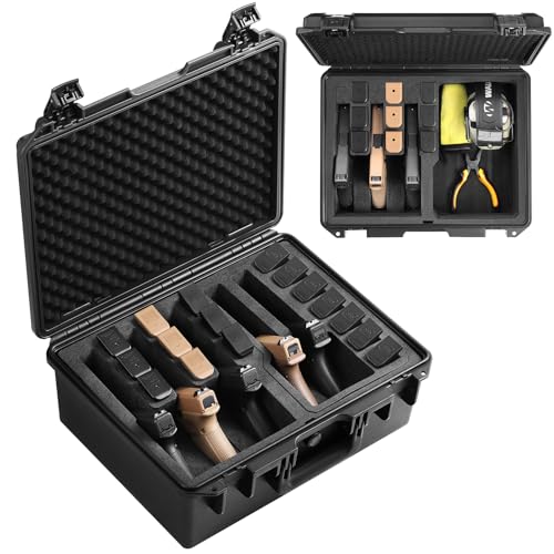 Pistol Case for Multiple Handguns, 3 Foam Types & Multiple Layout Available, Firearm Travel Carrying Case Fits Glock, Beretta, S&W, Waterproof Gun Box - color: Hold 5 Guns (3+2 Layout), size: Premium Foam