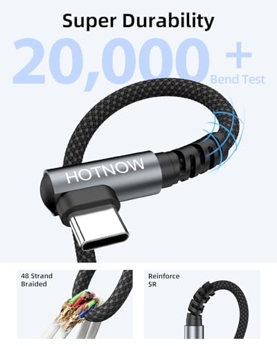 Right Angle USB C to USB C Cable 6FT 3Pack 65w | Nylon braided. Supports 65W fast charging. Compatible with iPhone 17/16/15, Galaxy S25/S24, and all USB-C devices - color: Black and Grey, size: 6FT