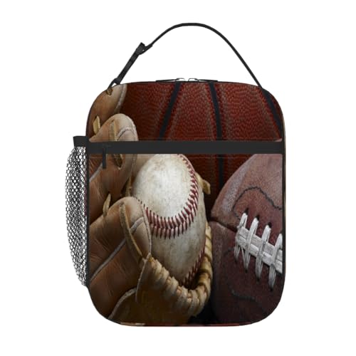 Pardick Worn Baseball Tote Lunch Box Insulated Lunch Bag Tote Cooler Freezable Meal Prep Bag Waterproof Leakproof Cooler Lunch Container For Picnic Office - color: Baseball 4