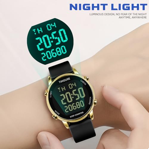 TIMEURE Pedometer Watch for Women Step Counter for Walking No App TU-2509 - color: all black