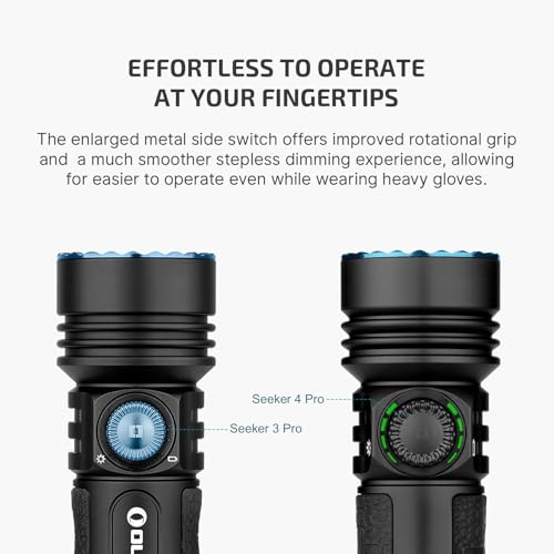 OLIGHT Seeker 4 Pro Rechargeable Flashlights, Bright High Lumens Black | 4600 Lumens, High Powerful Flash Light, with USB C Charging Holster, Waterproof IPX8 for Emergencies, Camping, Searching - color: Black
