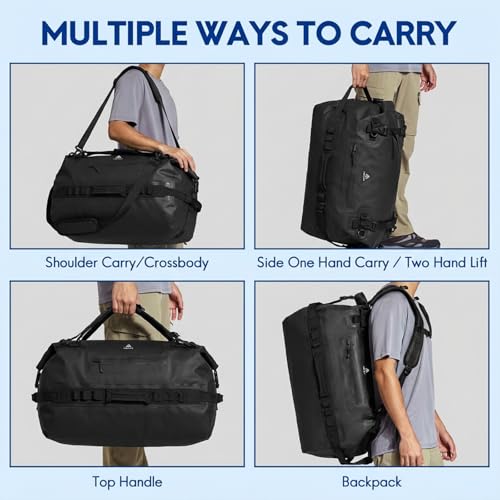 Haimont IPX7 Waterproof Roll-Top Dry Duffel Backpack | 60L/90L Sizes, 500D Tarpaulin, Welded Seams, Mesh Pockets, Boating & Kayaking - color: Black, size: 60L