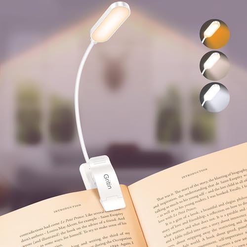 Gritin 16 LED Rechargeable Book Light for Reading in Bed - color: White