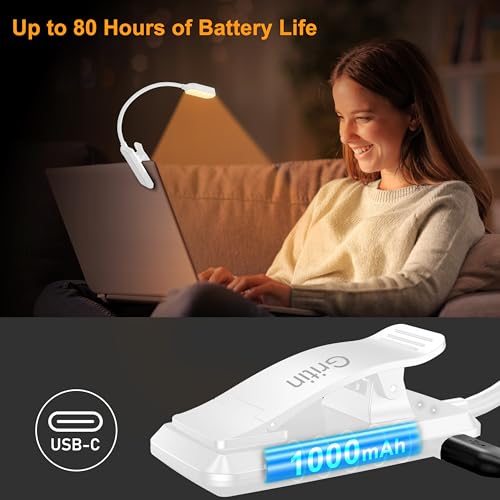 Gritin 16 LED Rechargeable Book Light for Reading in Bed - color: White