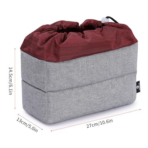 Koolertron Waterproof DSLR Camera Bag with Removable Insert, Adjustable Compartments, Fits in Camera Bags - Protective Case for DSLR/SLR Cameras & Accessories - color: Gray+Dark red