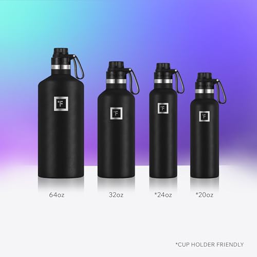 IRON °FLASK 24 oz Narrow Mouth Water Bottle with Spout - color: Dark Night, style: Spout - 24 oz (1 Lid)