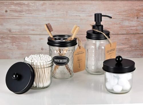 Amolliar Mason Jar Liquid Soap Dispenser Lid, Lotion Soap Pump, Black 1Pack | Refillable Lotion Soap Pump16OZ Regular Mouth Jar, Hand Soap, Dish, Stainless Steel Soap Pump Lid, Farmhouse Bathroom Decor - color: Black, size: 1 Pack