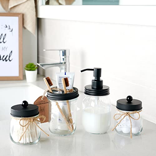 Amolliar Mason Jar Liquid Soap Dispenser Lid, Lotion Soap Pump Black 6 Pack | Stainless Steel Soap Pump 16oz Regular Mouth Jar, Farmhouse Decor, Hand Soap, Dish Soap, Lotion Soap Lid, Extra 3 Long Tubes - color: Black, size: 6 Pack
