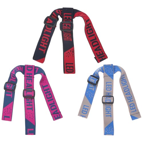 M METERXITY 3-Pack Headlamp Strap Replacement Headband, High Elastic Headlamp Adjustable Bicycles Head Band Belt for Flashlight Camping Riding [Gray Blue, Blue Pink, Black Red, 1.65"/42mm] - color: Gray Blue, Blue Pink, Black Red